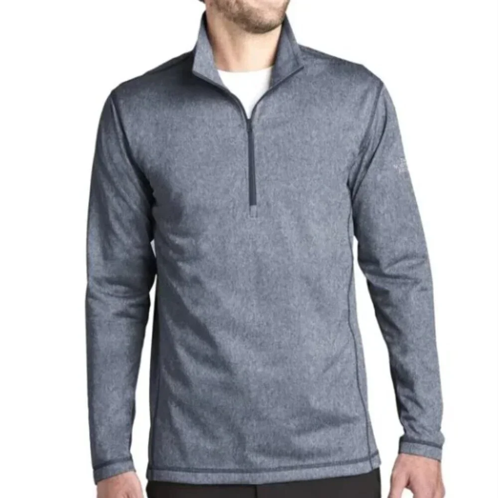 The North‎ Face Men's Tech Quarter Zip Fleece Pullover Blue Contrast Trim Size M